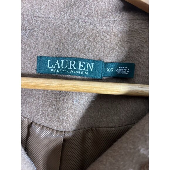 Ralph Lauren Women's XS Coat Jacket Wool Blend Camel Hooded Overcoat Cozy Warm - Picture 2 of 6
